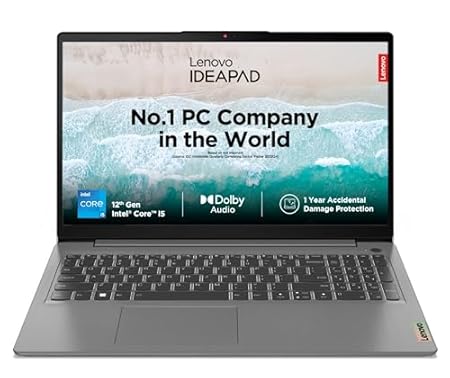 Lenovo IdeaPad 3 12th Gen Intel Core i5-1235U 15.6" (39.62cm) FHD Thin and Light Laptop (8GB/512GB SDD/Windows 11/Office 2021/Backlit/2 Yr Warranty/3months Game Pass/Arctic Grey/1.63Kg), 82RK00EDIN